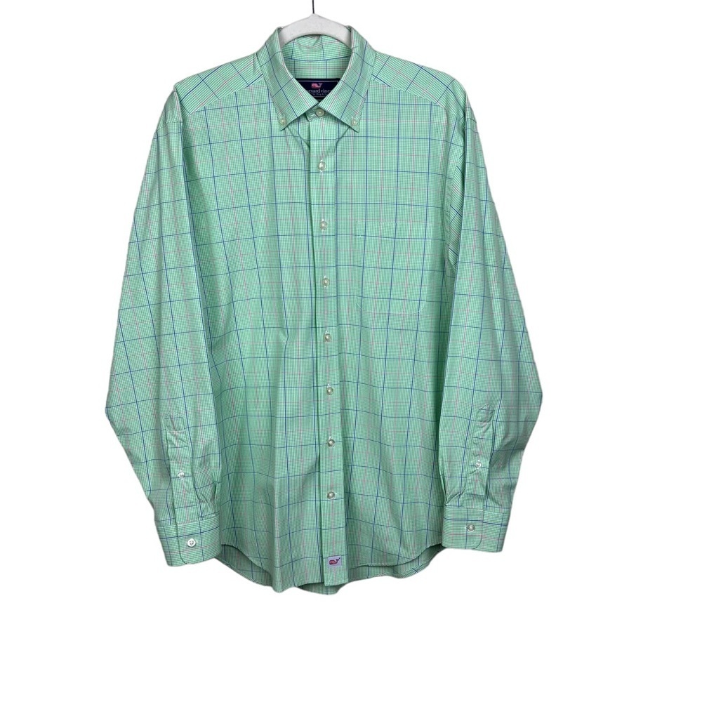 Vineyard Vines Men’s Murray Gingham Plaid Button Down Shirt M Green